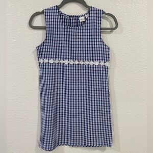 Girls Vintage Cherokee Button Down Plaid Dress Daisy Flower Detail Size Large